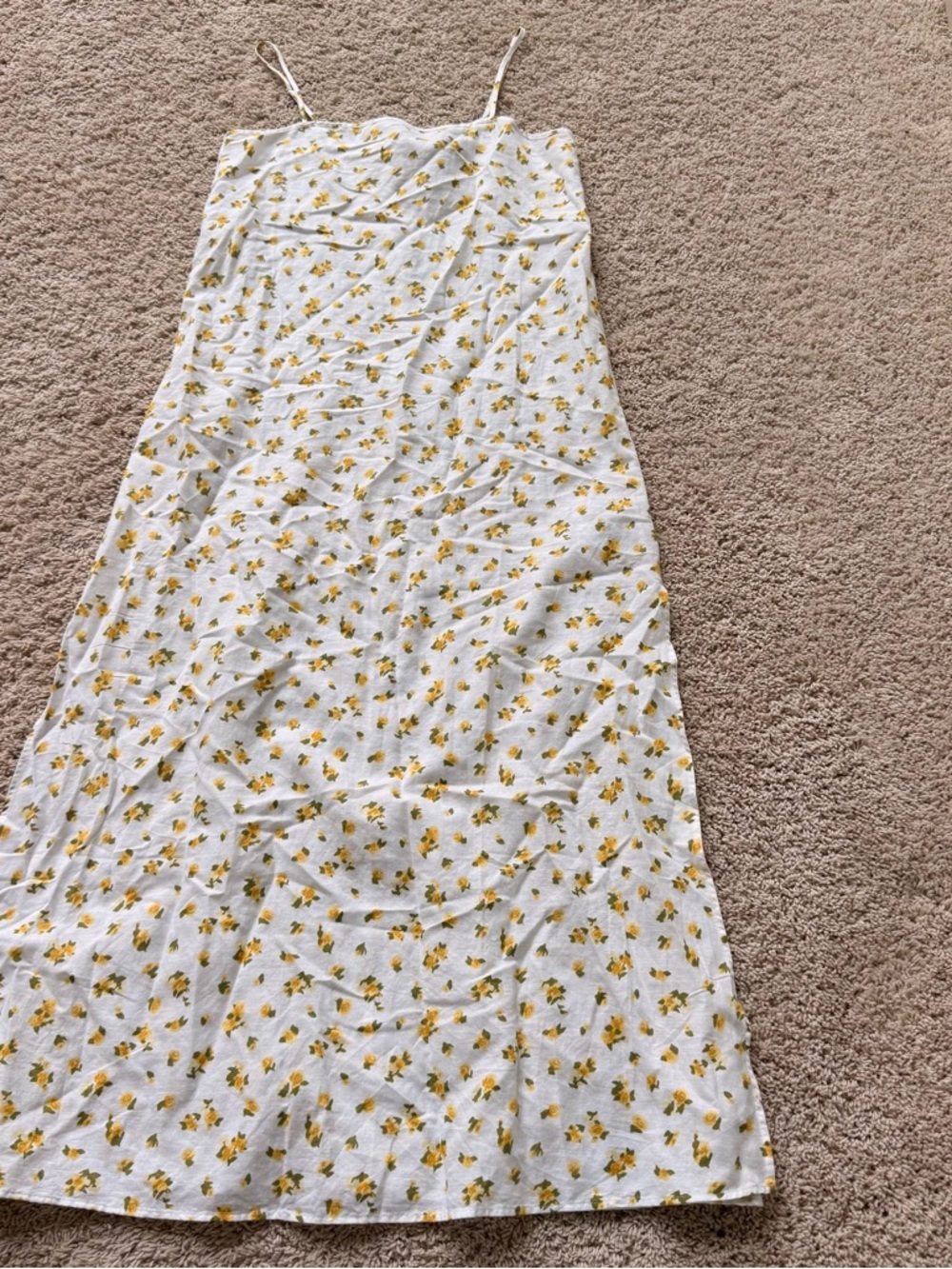 J. Crew White Slip Dress with Yellow Floral Print